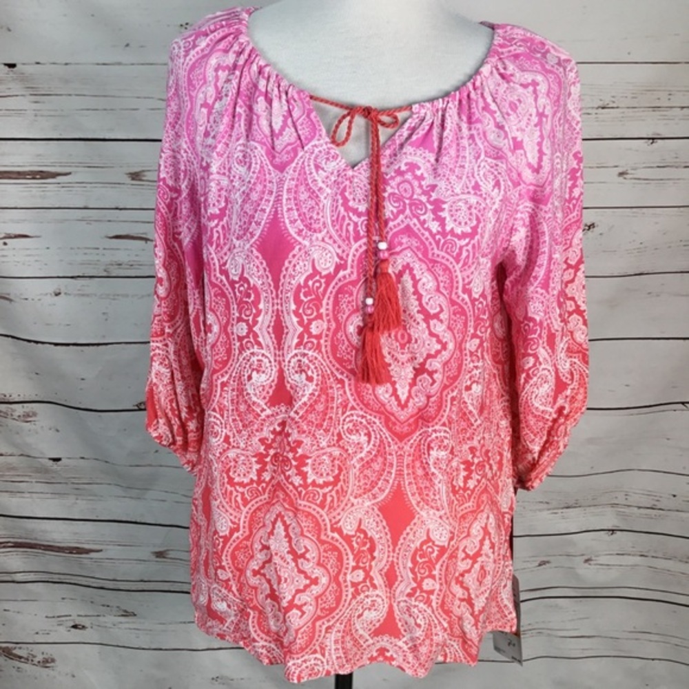 NWT Ombré Paisley Pink/Coral Top Ruby Rd Petite